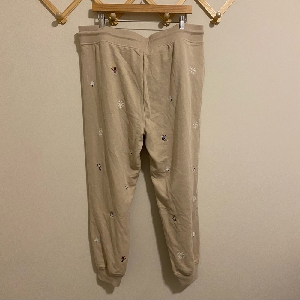 NWT Lou & Grey Tan Winter Pattern Embroidered Jogger Pants size XL - Picture 10 of 12